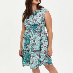 Torrid Mini Challis Tie-Front Skater Dress